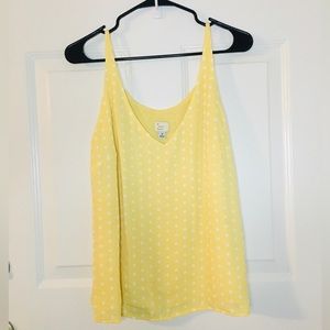 A new day yellow polka dot top
